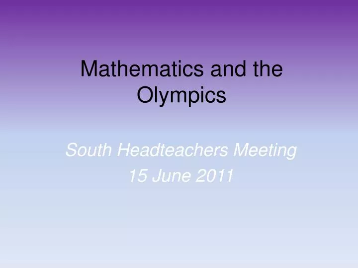 mathematics and the olympics