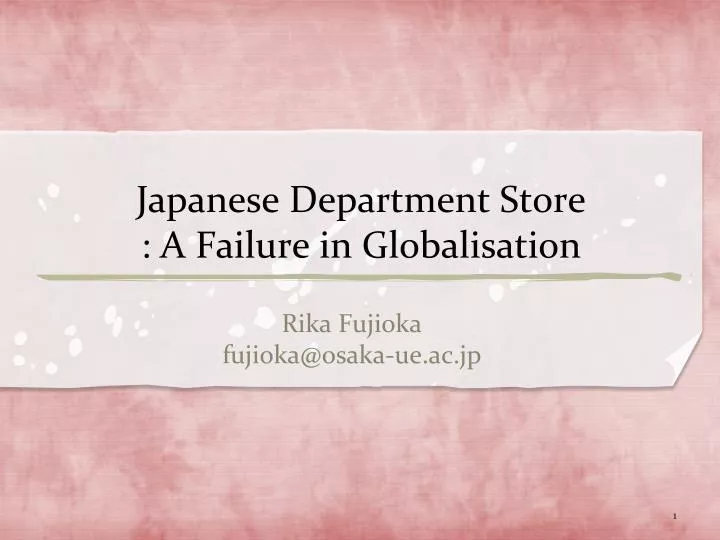 japanese department store a failure in globalisation