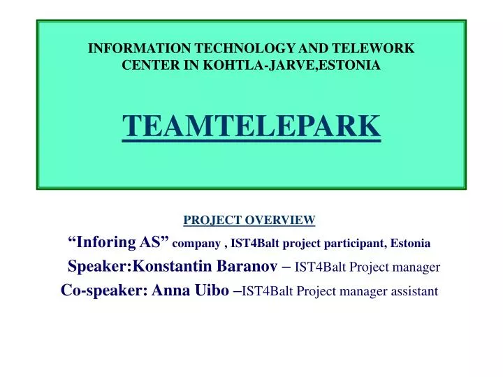 information technology and telework center in kohtla jarve estonia teamtelepark