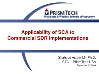 Applicability of SCA to Commercial SDR implementations