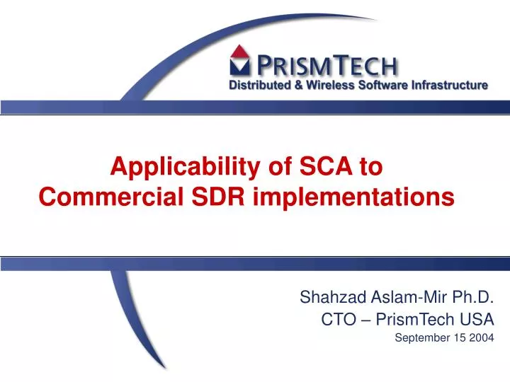 applicability of sca to commercial sdr implementations