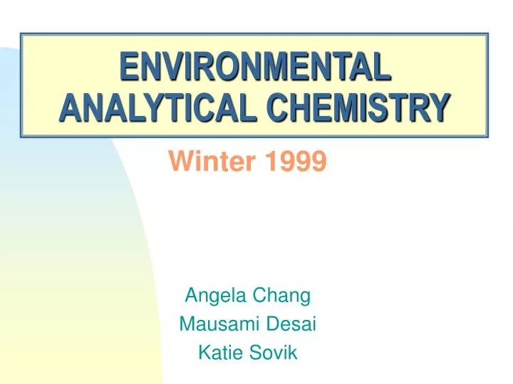 environmental analytical chemistry