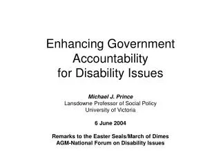 Enhancing Government Accountability for Disability Issues