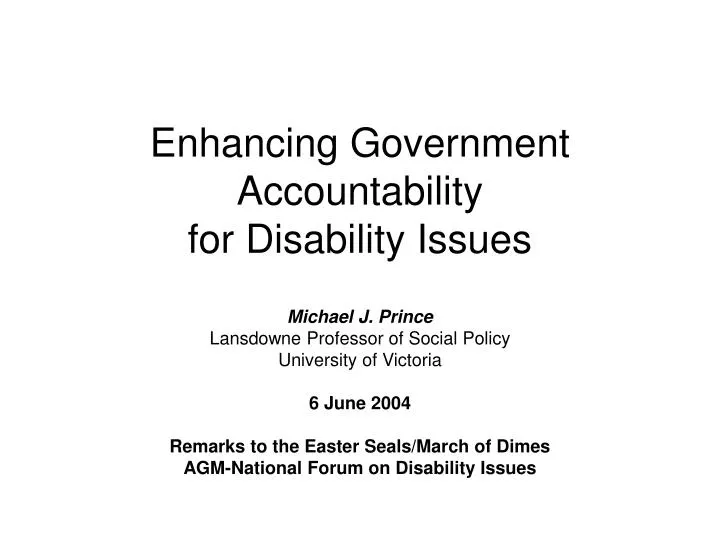 enhancing government accountability for disability issues