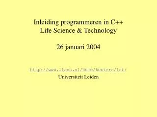 inleiding programmeren in c life science technology 26 januari 2004