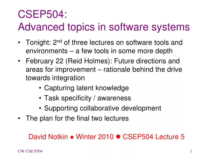 csep504 advanced topics in software systems