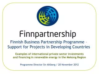 Finnish Business Partnership Programme – Support for Projects in Developing Countries