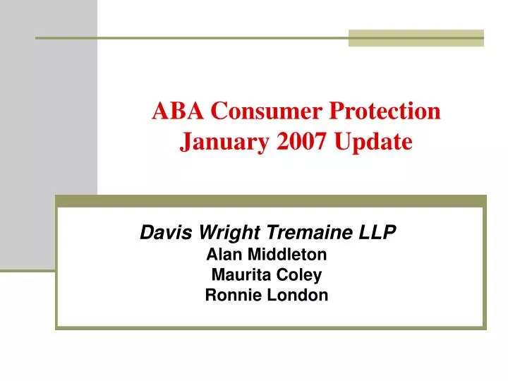 aba consumer protection january 2007 update
