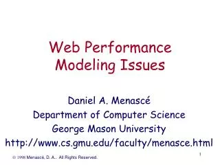 Web Performance Modeling Issues