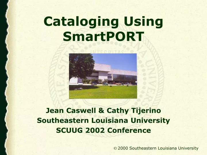 cataloging using smartport