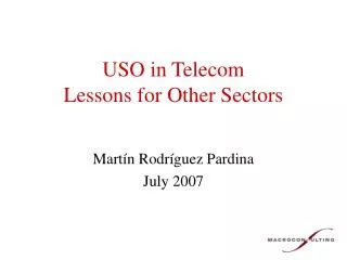 USO in Telecom Lessons for Other Sectors