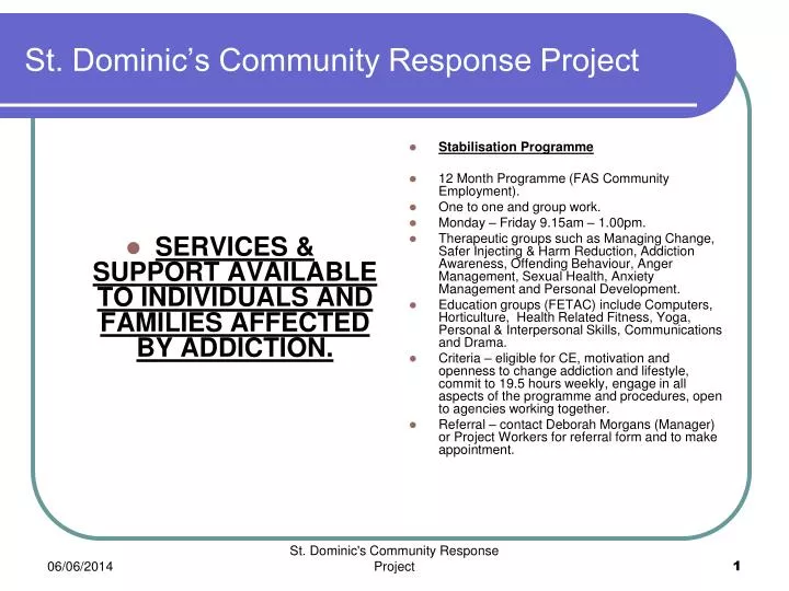 st dominic s community response project