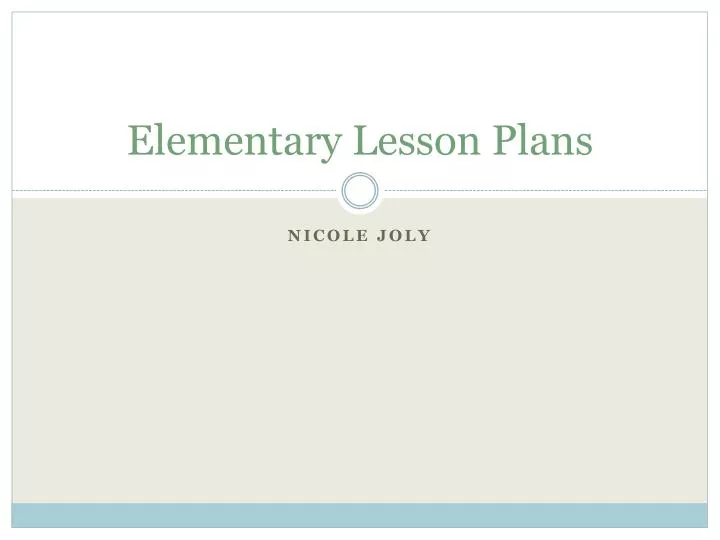 elementary lesson plans