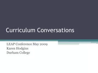 Curriculum Conversations