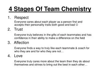 4 Stages Of Team Chemistry