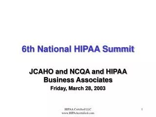 6th National HIPAA Summit