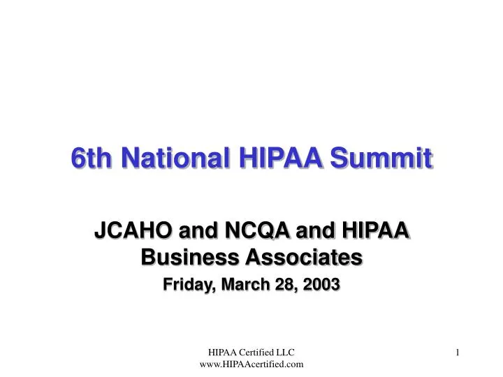 6th national hipaa summit