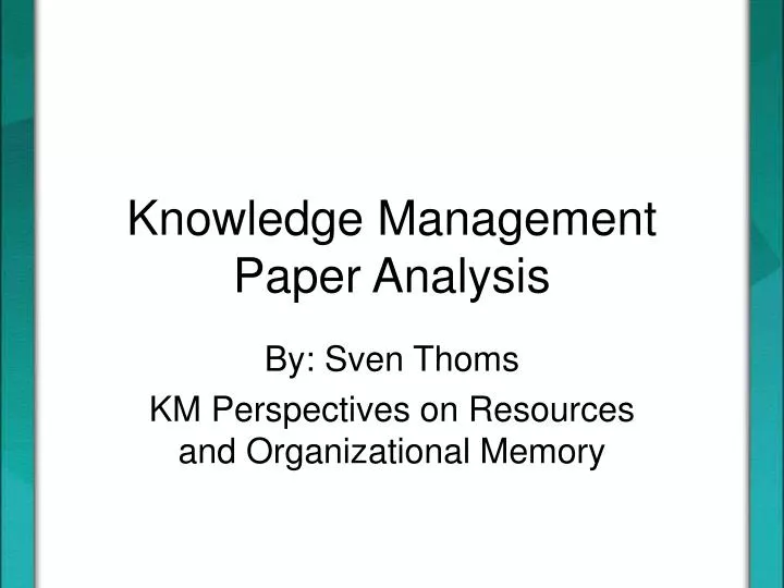 knowledge management paper analysis