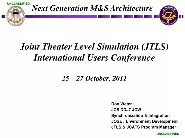 joint theater level simulation jtls international users conference 25 27 october 2011