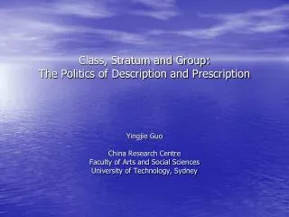 class stratum and group the politics of description and prescription