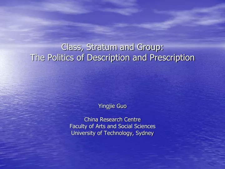 class stratum and group the politics of description and prescription