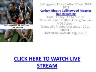 Watch Collingwood vs Carlton AFL live streaming