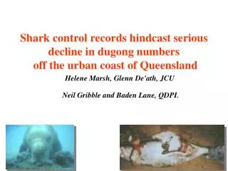Shark control records hindcast serious decline in dugong numbers off the urban coast of Queensland