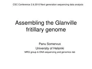 Assembling the Glanville fritillary genome