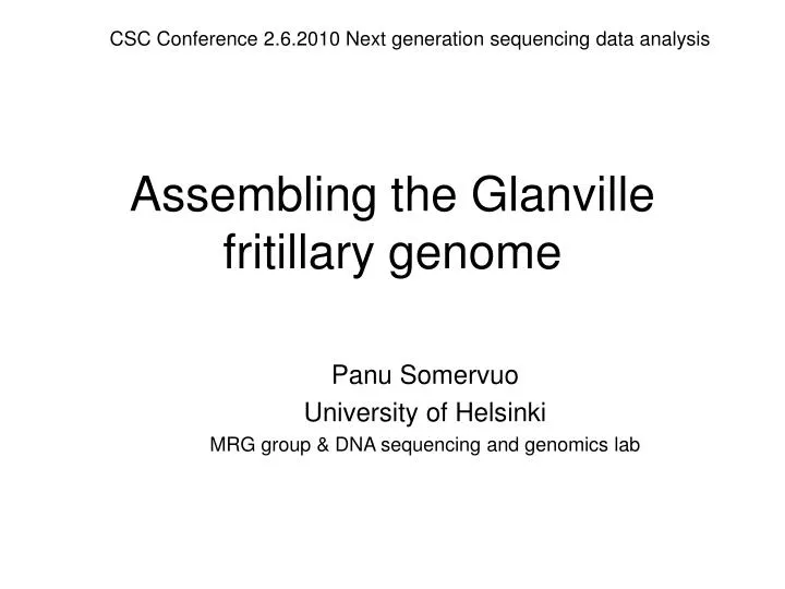 assembling the glanville fritillary genome