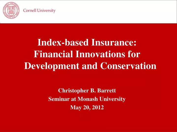 PPT - Index-based Insurance: Financial Innovations For Development And ...