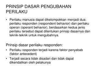 prinsip dasar pengubahan perilaku