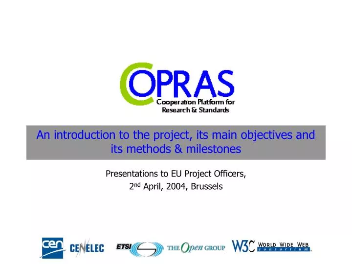 an introduction to the project its main objectives and its methods milestones