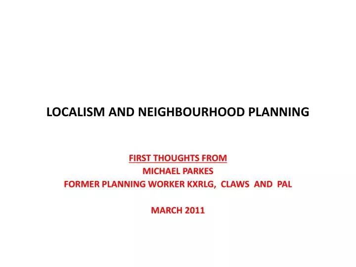 localism and neighbourhood planning