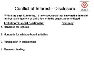 Conflict of Interest - Disclosure
