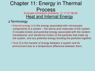 Chapter 11: Energy in Thermal Process