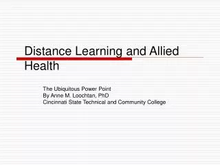 Distance Learning and Allied Health