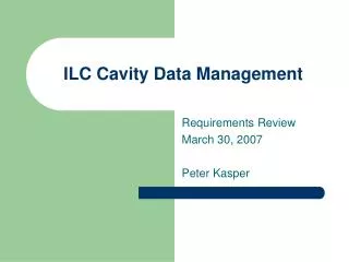 ILC Cavity Data Management