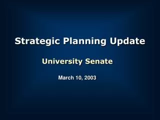 Strategic Planning Update