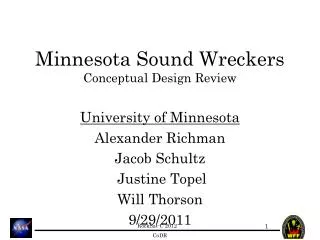 Minnesota Sound Wreckers Conceptual Design Review