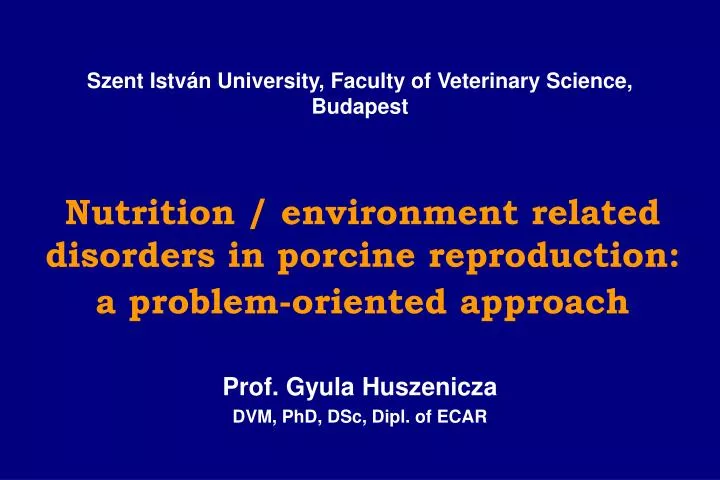 nutrition environment related disorders in porcine reproduction a problem oriented approach