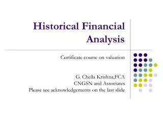 Historical Financial Analysis