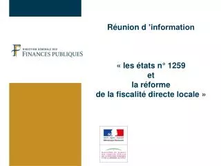 r union d information les tats n 1259 et la r forme de la fiscalit directe locale