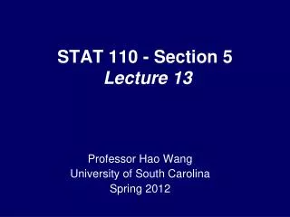 STAT 110 - Section 5 Lecture 13