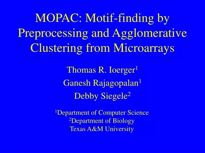 mopac motif finding by preprocessing and agglomerative clustering from microarrays