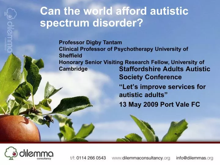can the world afford autistic spectrum disorder