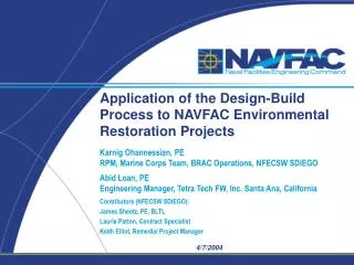 Application of the Design-Build Process to NAVFAC Environmental Restoration Projects