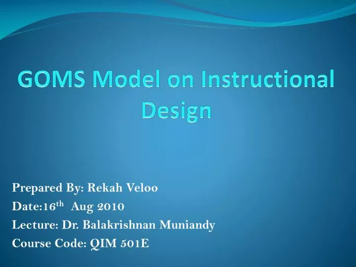 goms model on instructional design