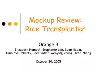 Mockup Review: Rice Transplanter