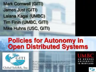 Policies for Autonomy in Open Distributed Systems
