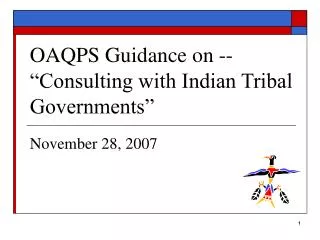 OAQPS Guidance on -- “Consulting with Indian Tribal Governments”